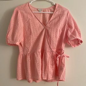 Lucky Brand light pink wrap shirt, size M